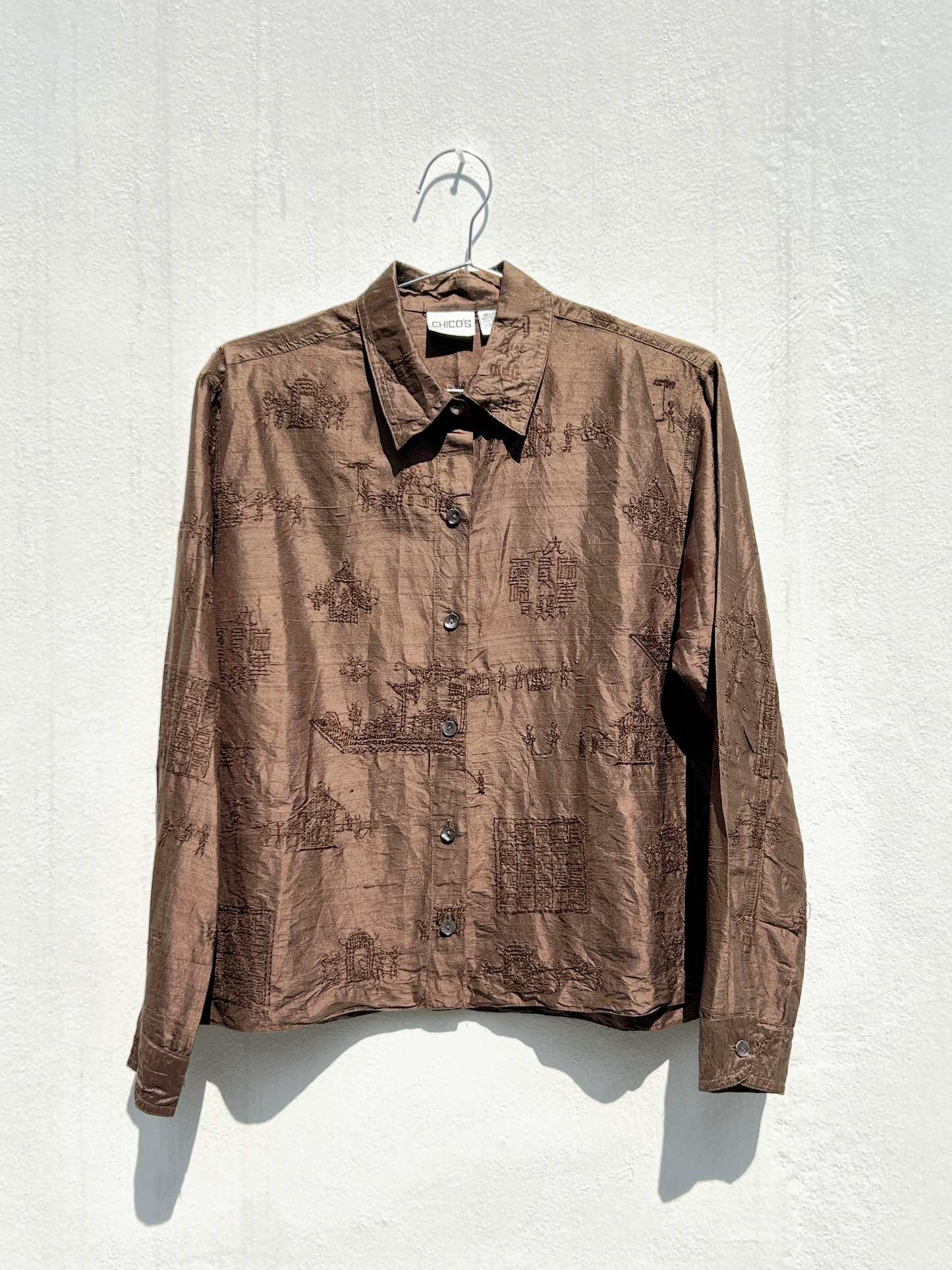 Vintage Silk Embroidered Shirt ‘’Chicos’’