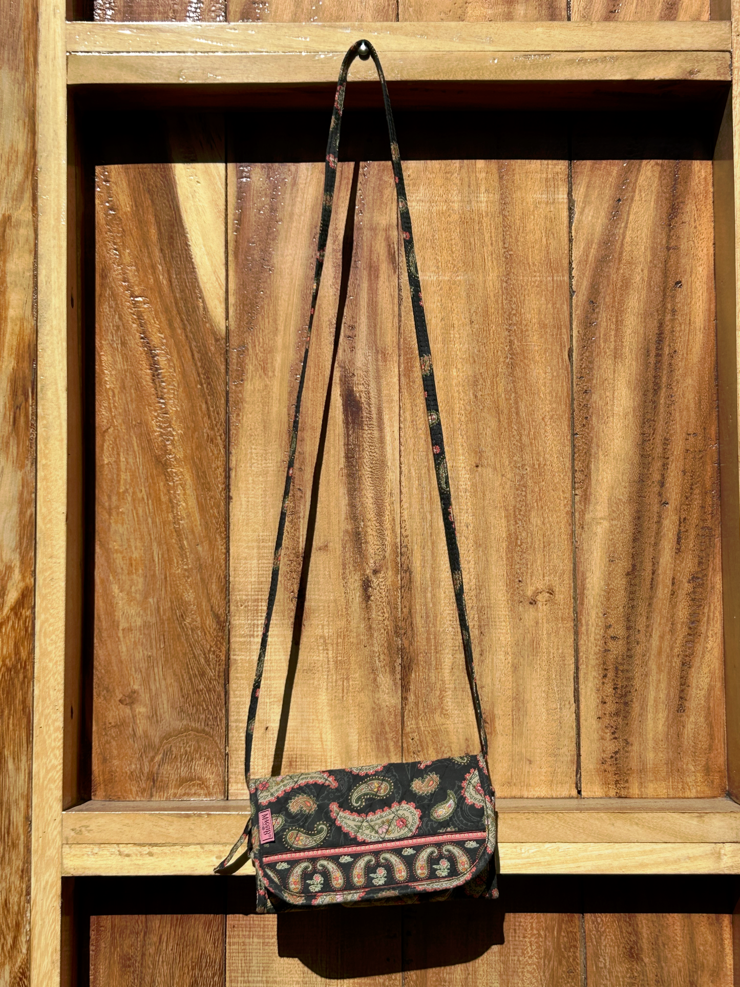 Vintage Cotton Quilted Crossbody Wallet Bag ‘’Maggi B’’