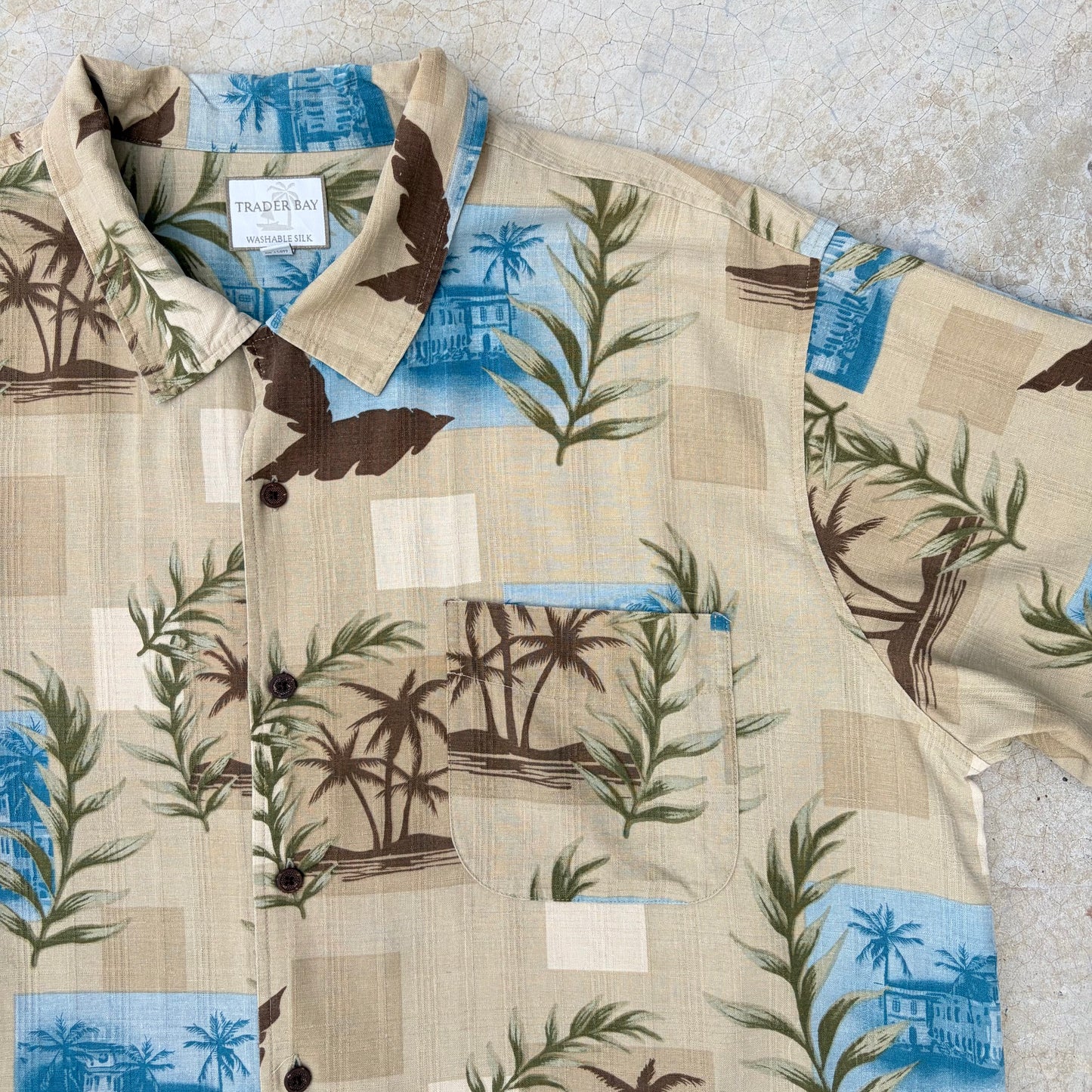 Vintage Hawaiian Silk Shirt ‘’Trader Bay’’