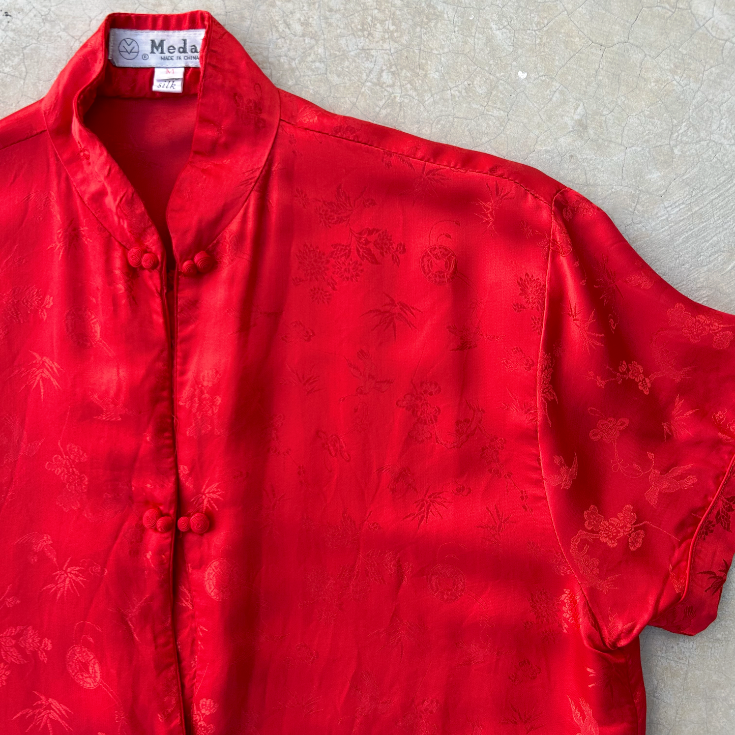 Vintage Silk Mandarin Collar Jacket ‘’Medal’’