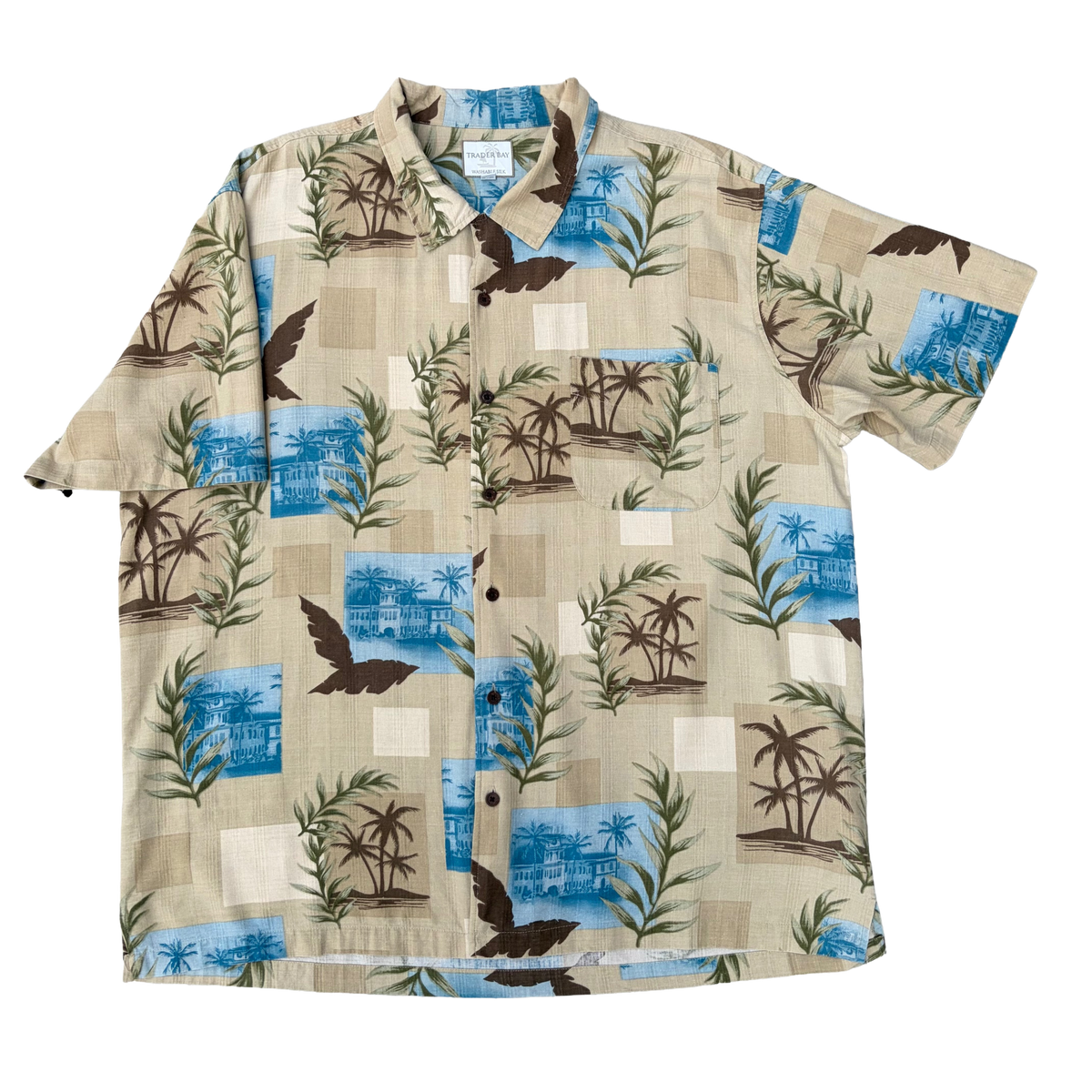 Vintage Hawaiian Silk Shirt ‘’Trader Bay’’